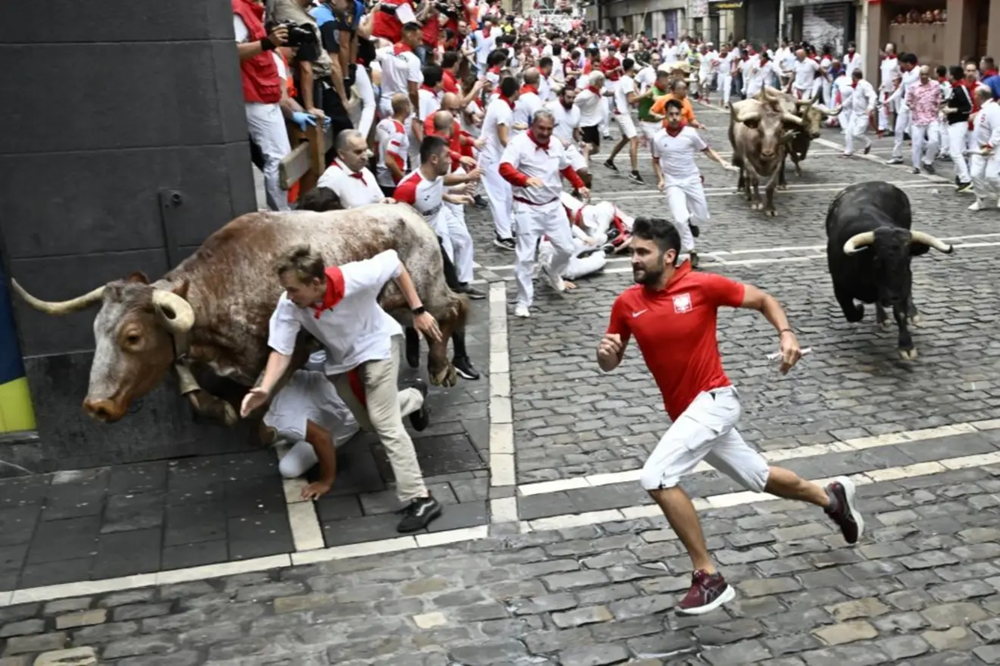 Premium balcony view of the encierro during the San Fermin festival