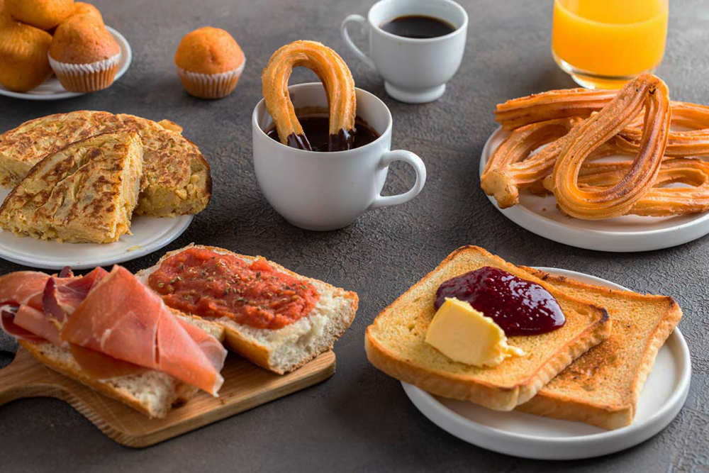 Traditional Spanish breakfast before the Running of the Bulls