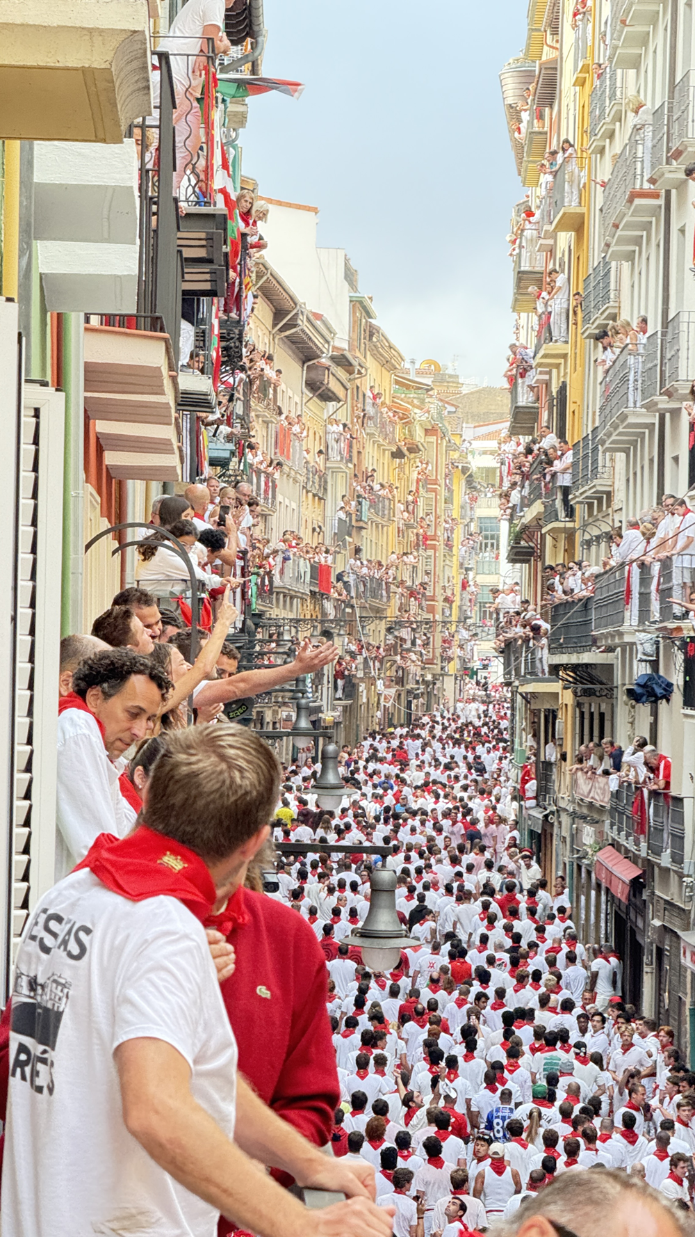 View from a balcony during the Running of the Bulls in Pamplona